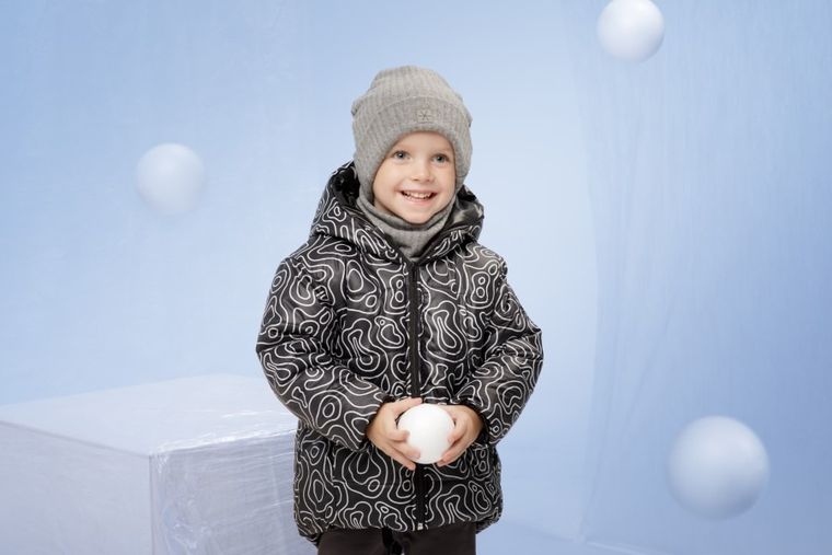 Czapka chłopięca z pomponem, szara, Pinokio