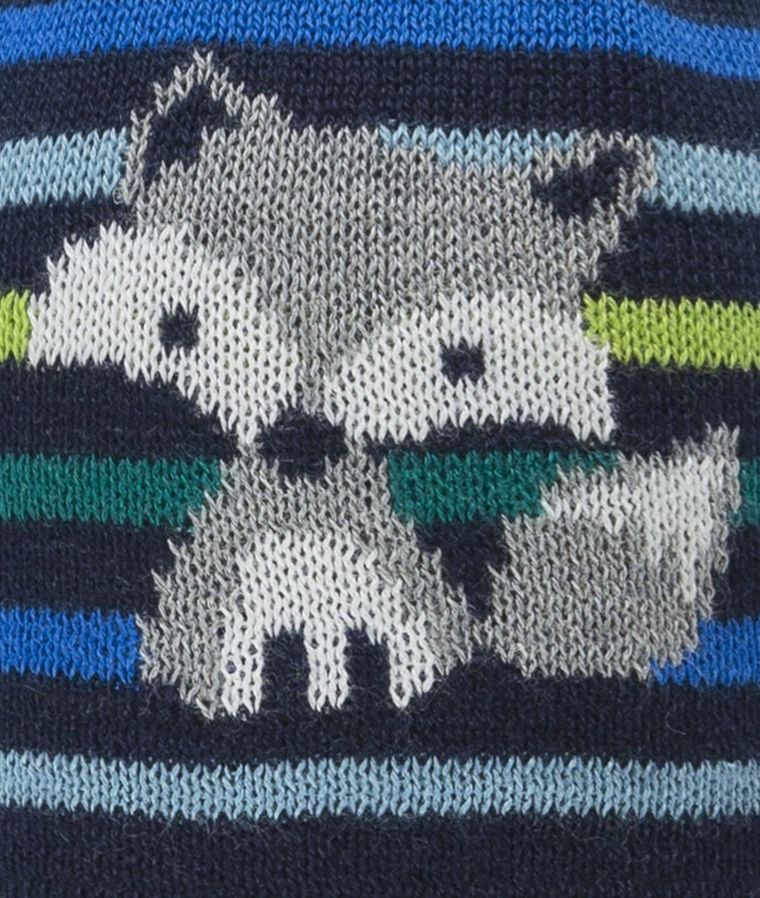 Czapka chłopięca z pomponem, wiązana, ciemnoniebieska, lis, Döll