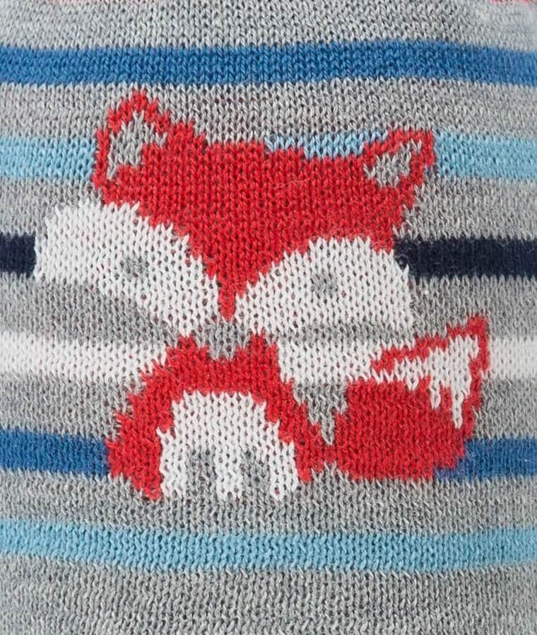 Czapka chłopięca z pomponem, wiązana, szara, lis, Döll