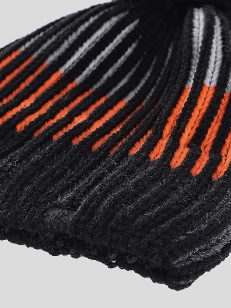 Czapka chłopięca z pomponem, z wełną, mix, 4F