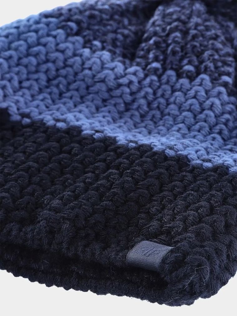 Czapka chłopięca z pomponem, z wełną, niebieska, 4F