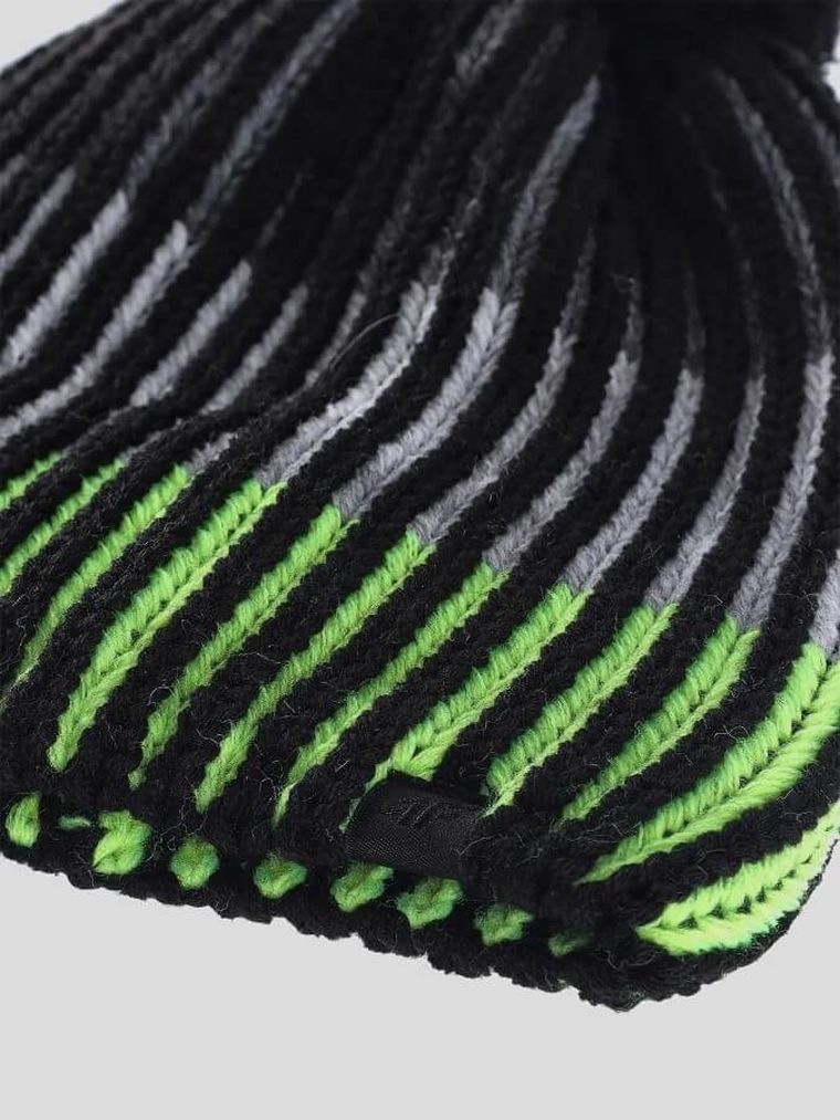 Czapka chłopięca z pomponem, zielona, 4F