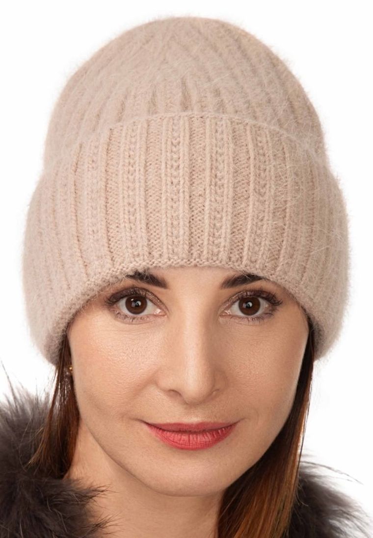 Czapka damska, beżowa, Ambra