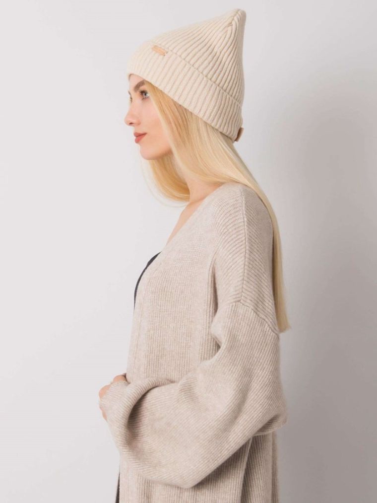 Czapka damska, beżowa, Rue Paris