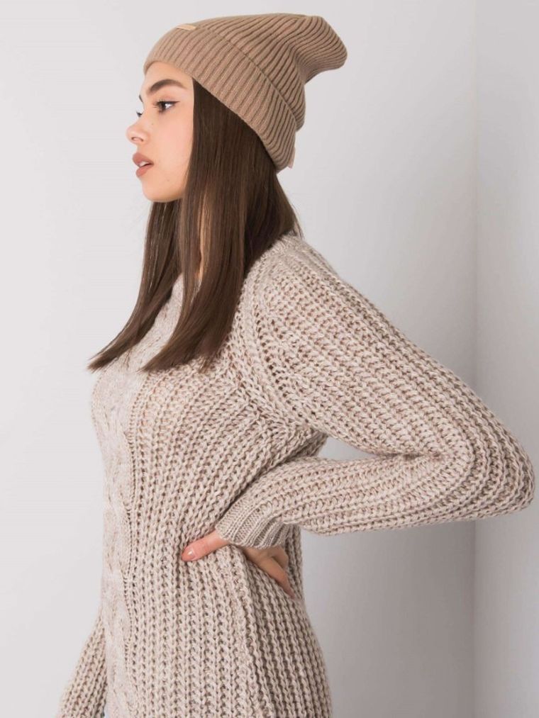 Czapka damska, beżowa, Rue Paris