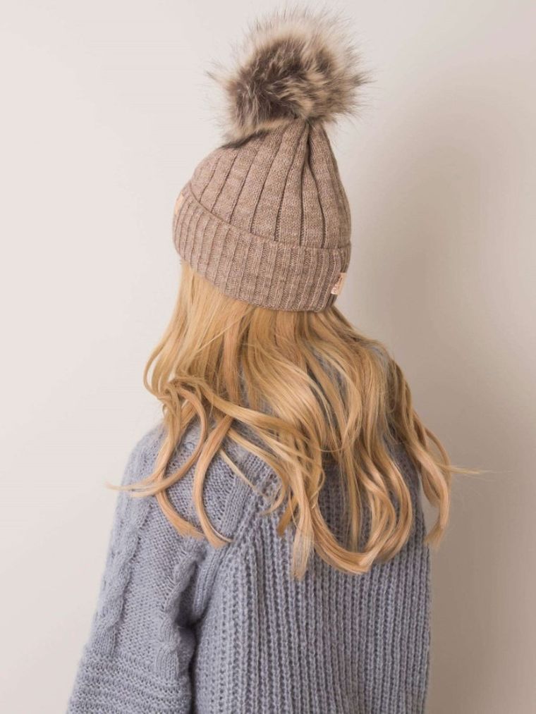 Czapka damska, beżowa, Rue Paris