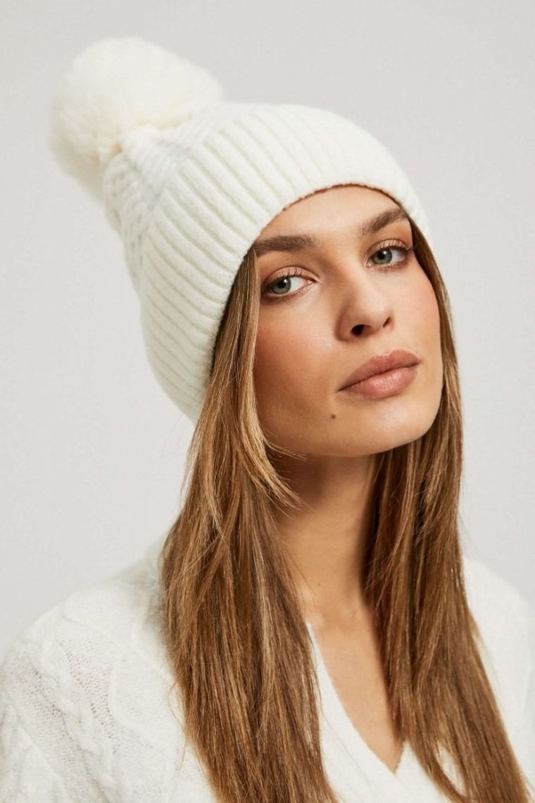 Czapka damska, biała, Moodo