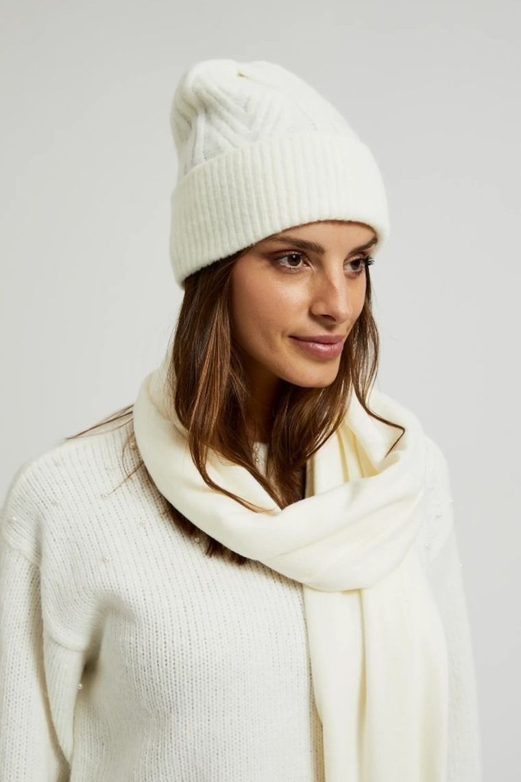 Czapka damska, biała, Moodo