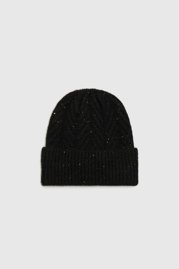 Czapka damska, czarna, Moodo