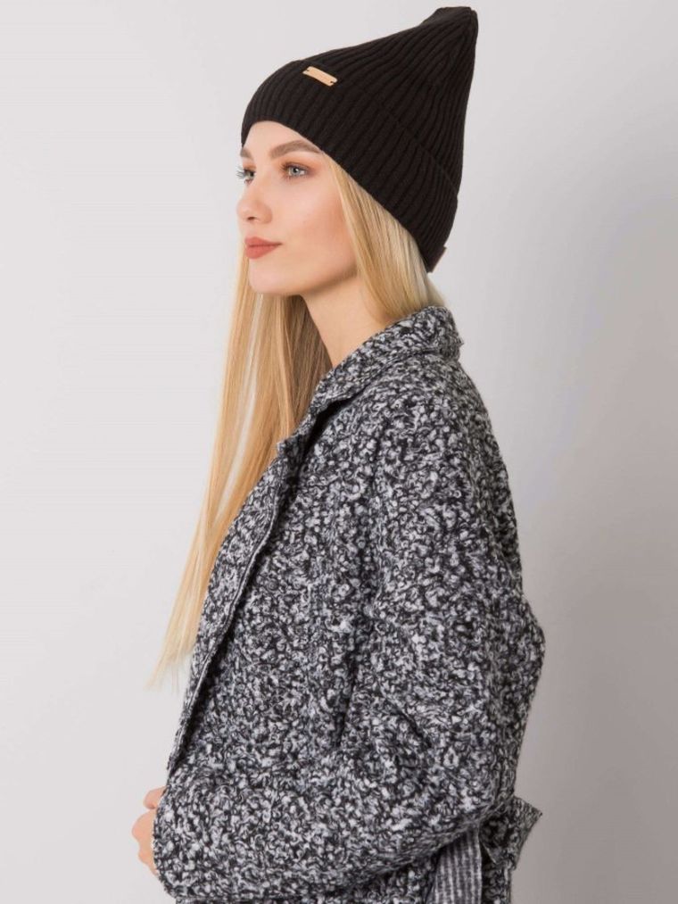 Czapka damska, czarna, Rue Paris