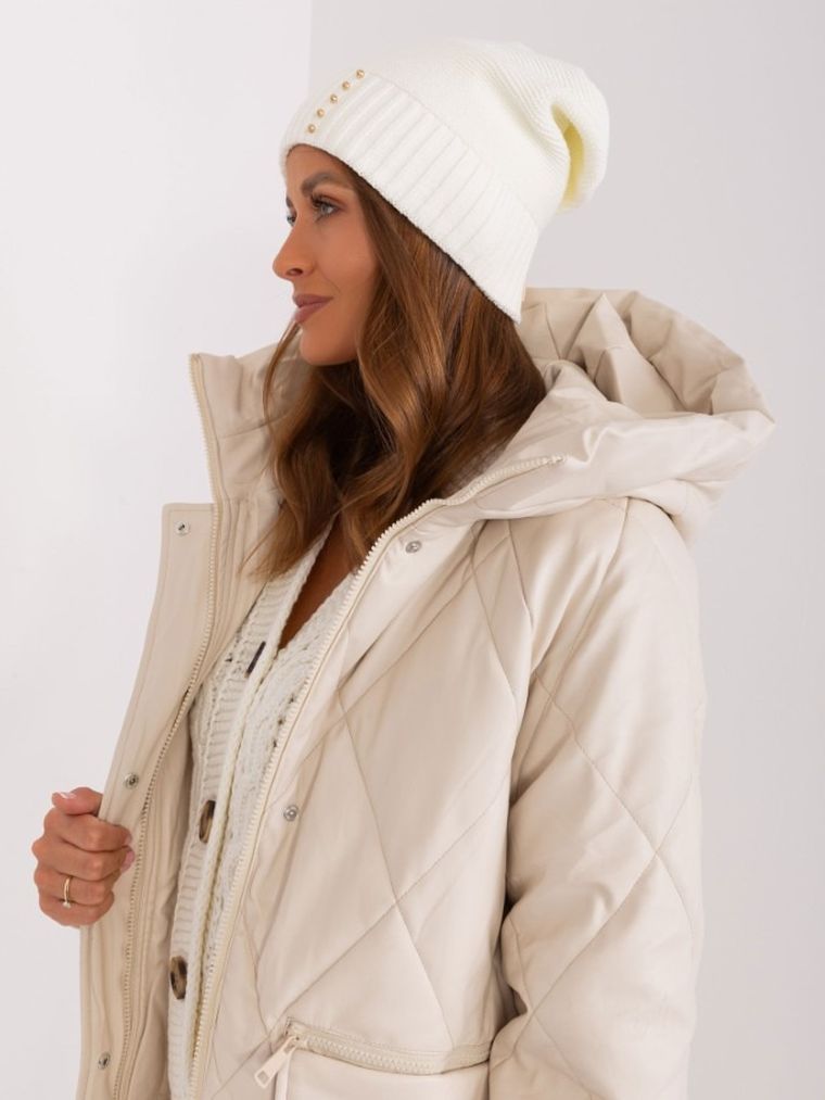 Czapka damska, ecru, Rue Paris