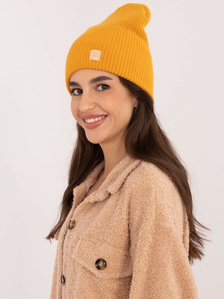 Czapka damska, musztardowa, Rue Paris