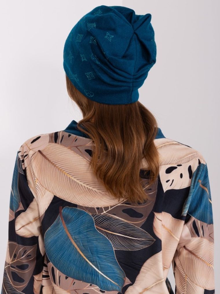 Czapka damska, niebieska, Italy Moda