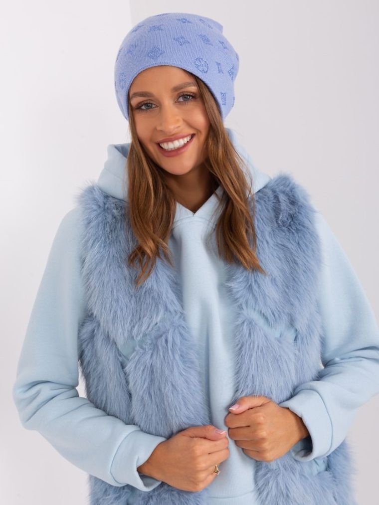 Czapka damska, niebieska, Italy Moda