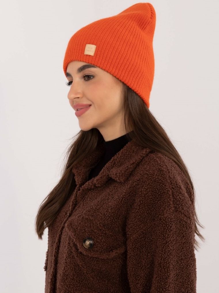 Czapka damska, pomarańczowa, Rue Paris