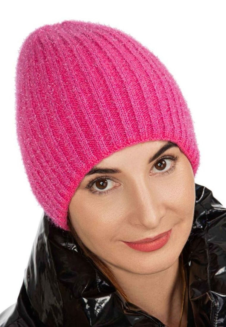 Czapka damska, różowa, Ambra