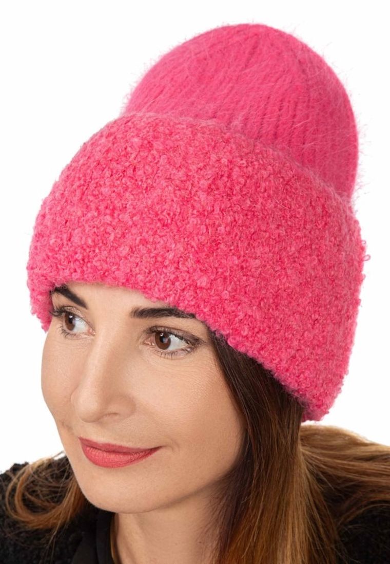 Czapka damska, różowa, Ambra