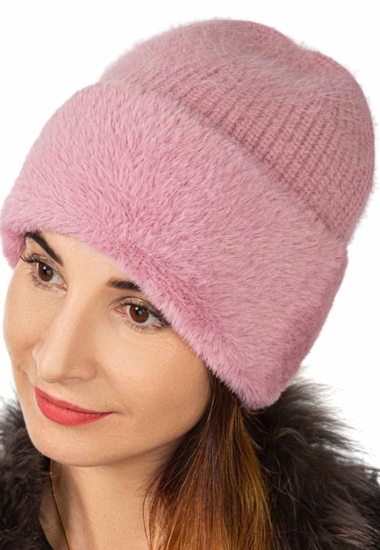 Czapka damska, różowa, Ambra