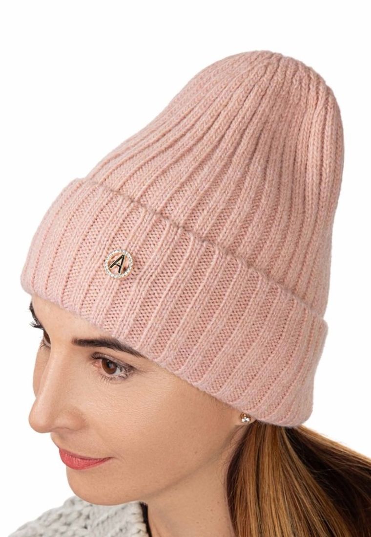 Czapka damska, różowa, Ambra