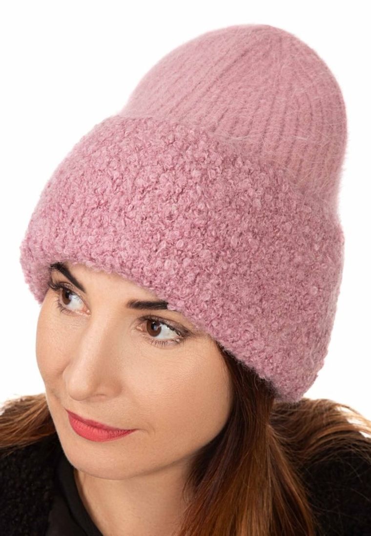 Czapka damska, różowa, Ambra