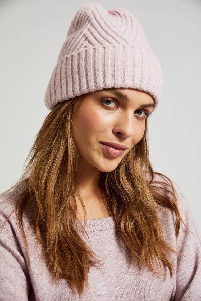 Czapka damska, różowa, Moodo