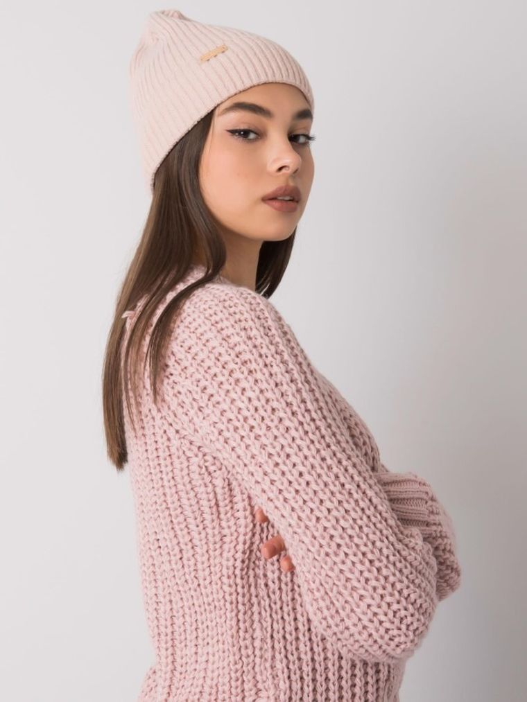 Czapka damska, różowa, Rue Paris