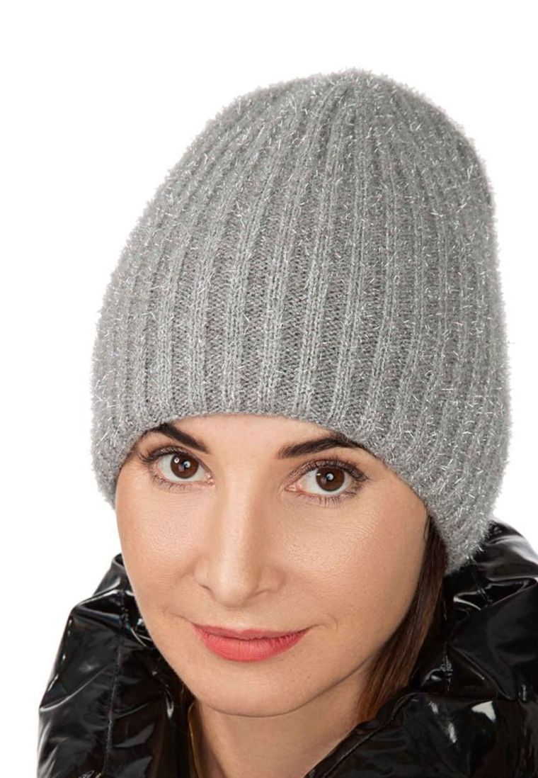 Czapka damska, szara, Ambra