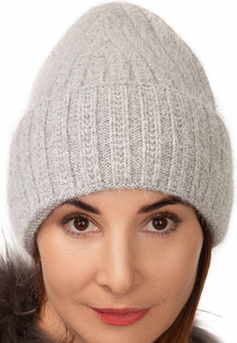 Czapka damska, szara, Ambra