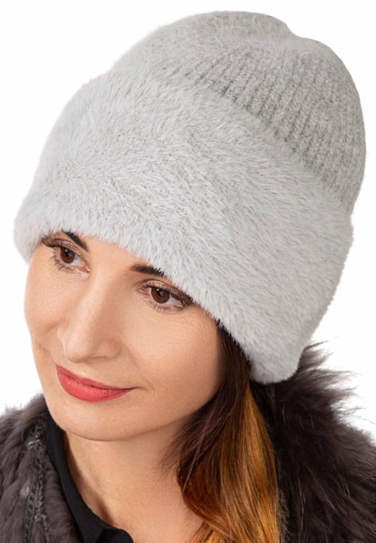 Czapka damska, szara, Ambra