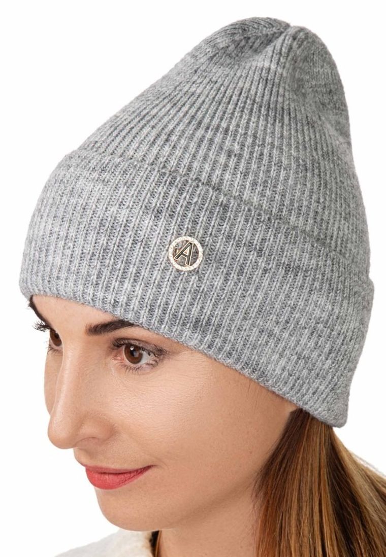 Czapka damska, szara, Ambra