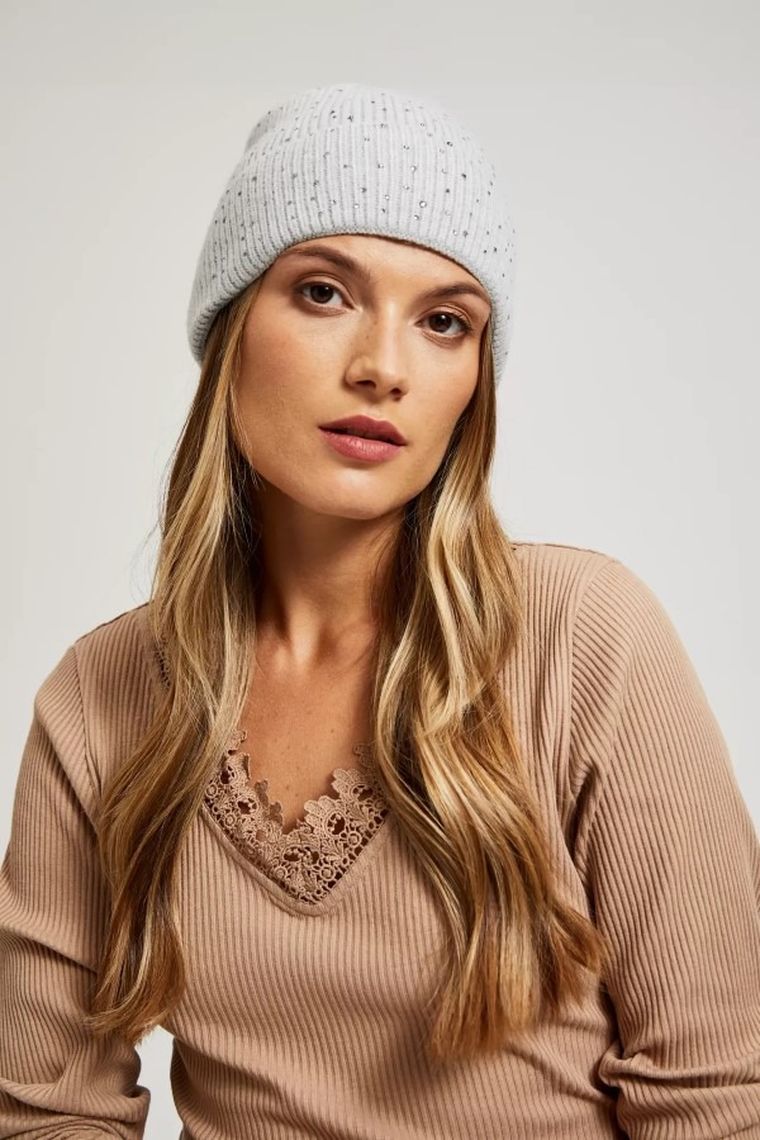 Czapka damska, szara, Moodo