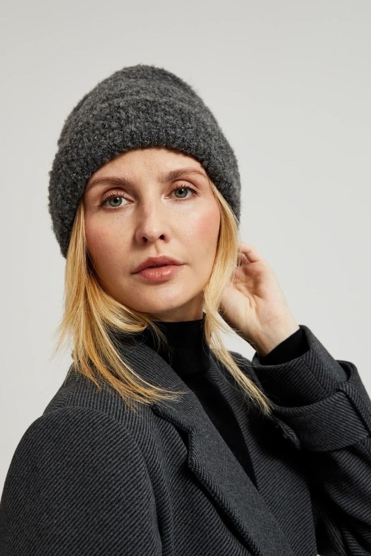 Czapka damska, szara, Moodo