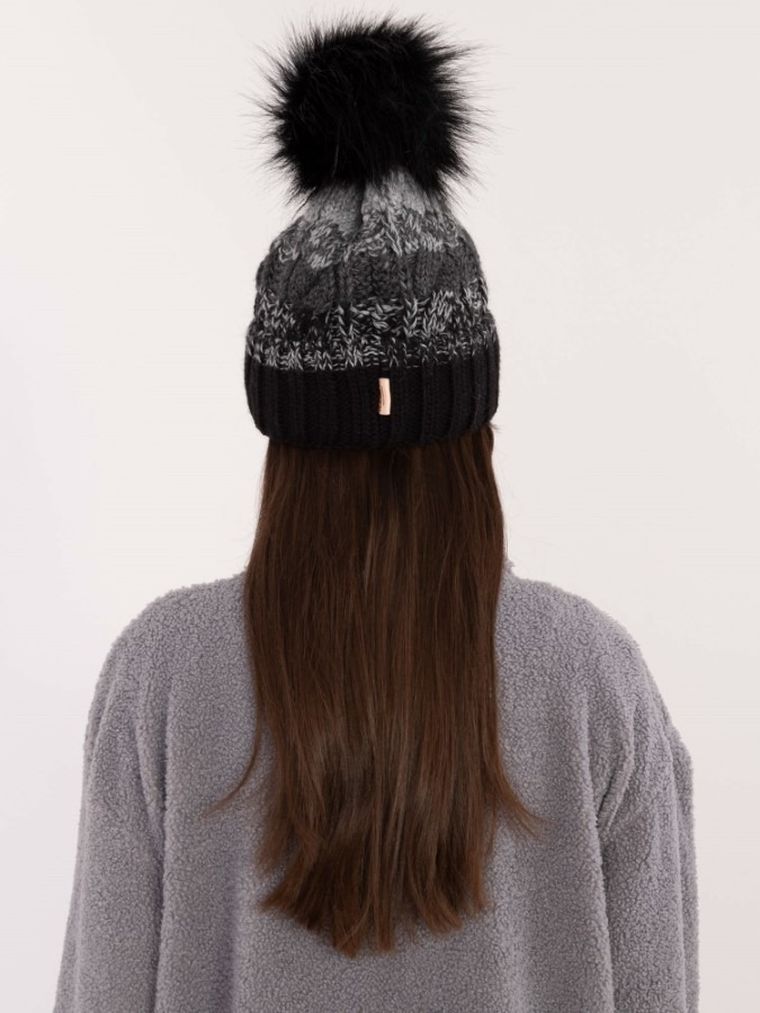 Czapka damska z wełną, czarna, Rue Paris