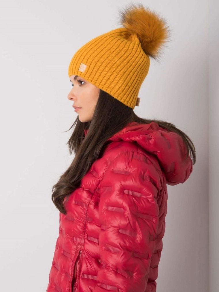 Czapka damska, żółta, Rue Paris