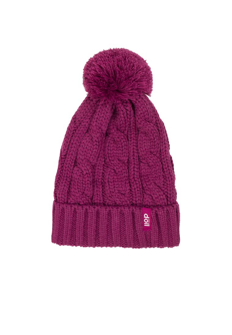 Czapka dziecięca, bordowa, pompon, Döll