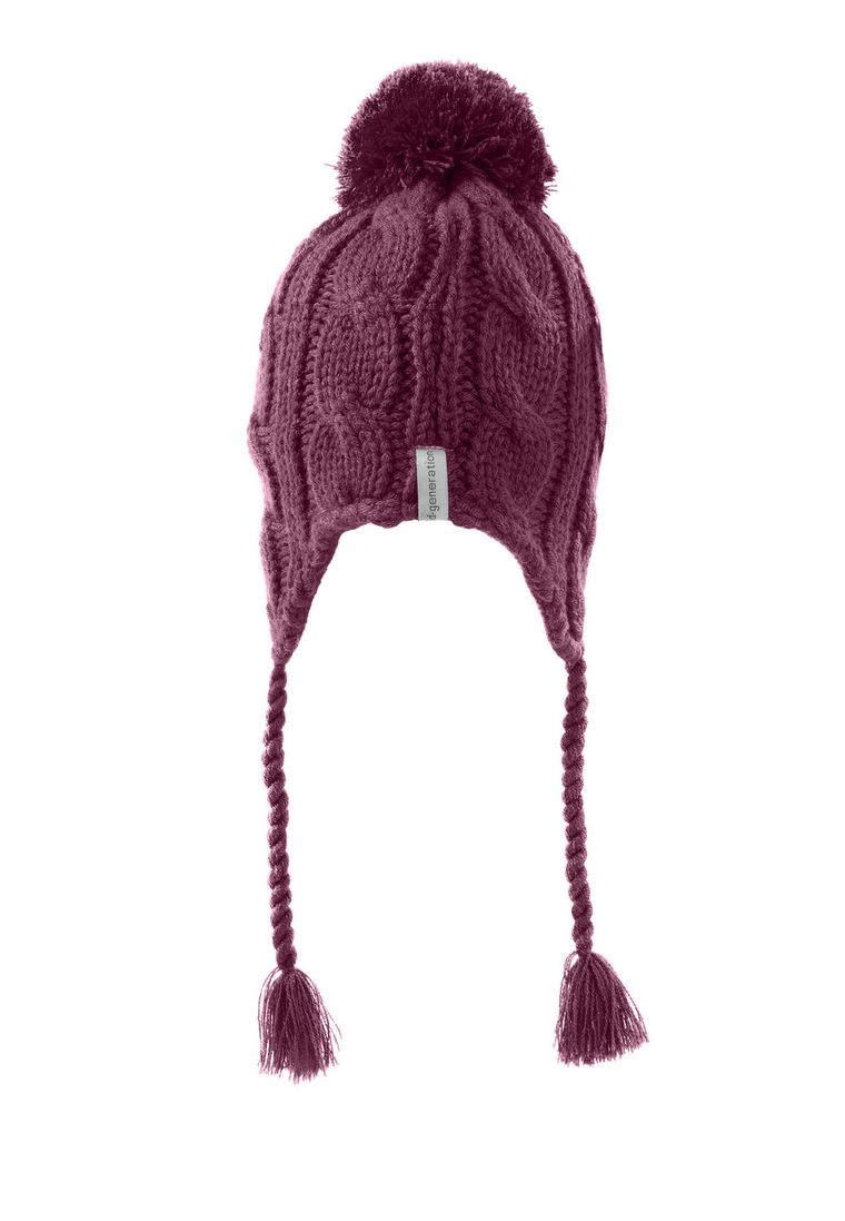 Czapka dziecięca, bordowa, pompon, Döll