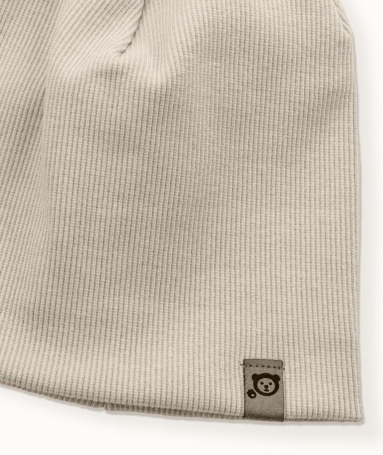 Czapka dziecięca, prążkowana, beżowa, Iltom