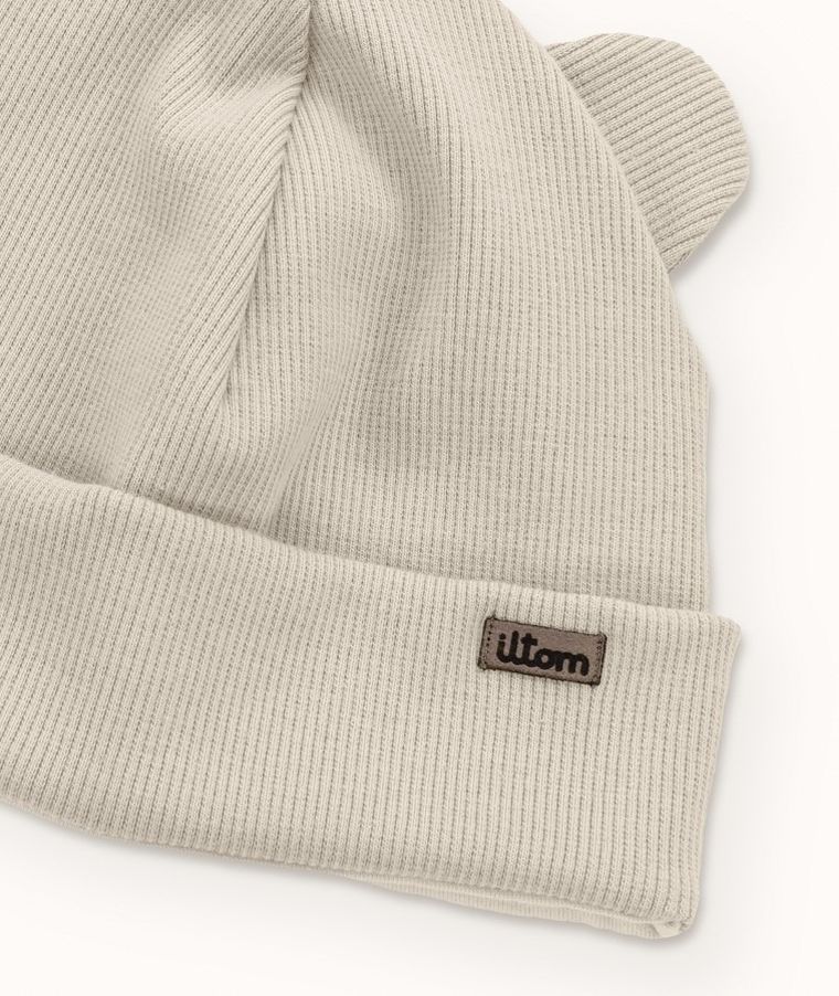 Czapka dziecięca, prążkowana, beżowa, Iltom