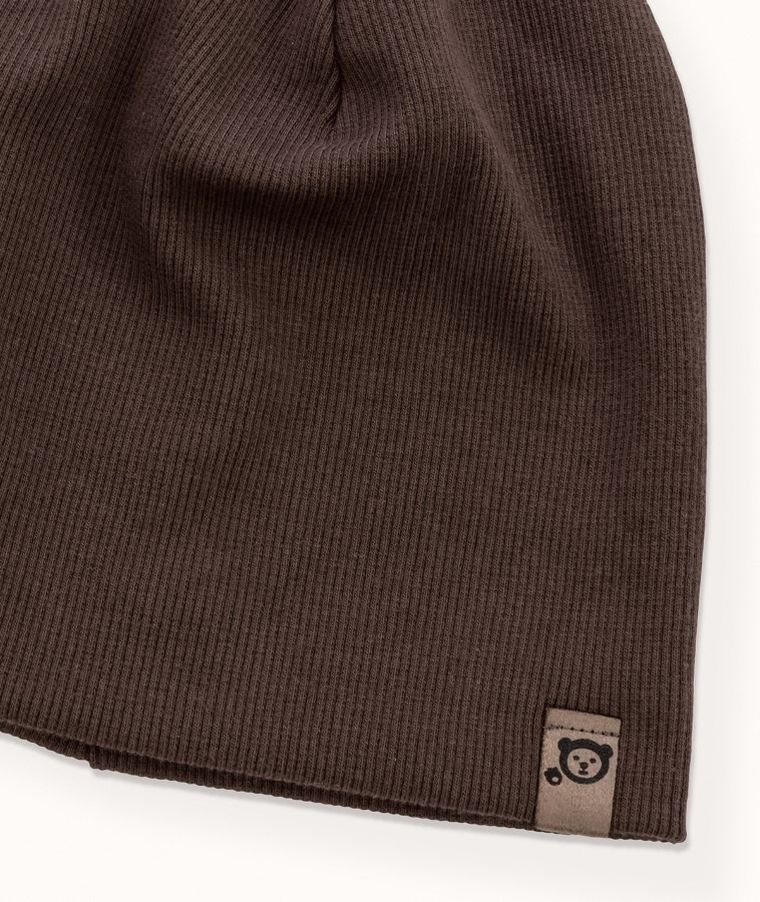 Czapka dziecięca, prążkowana, brązowa, Iltom