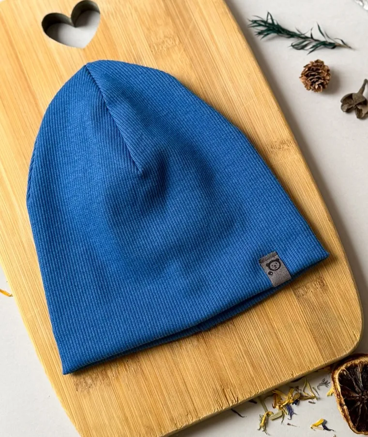 Czapka dziecięca, prążkowana, niebieska, smerfetka, Iltom