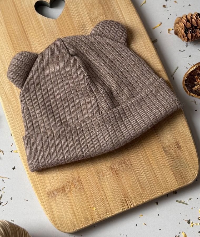 Czapka dziecięca, sweterkowa, brązowa, Iltom