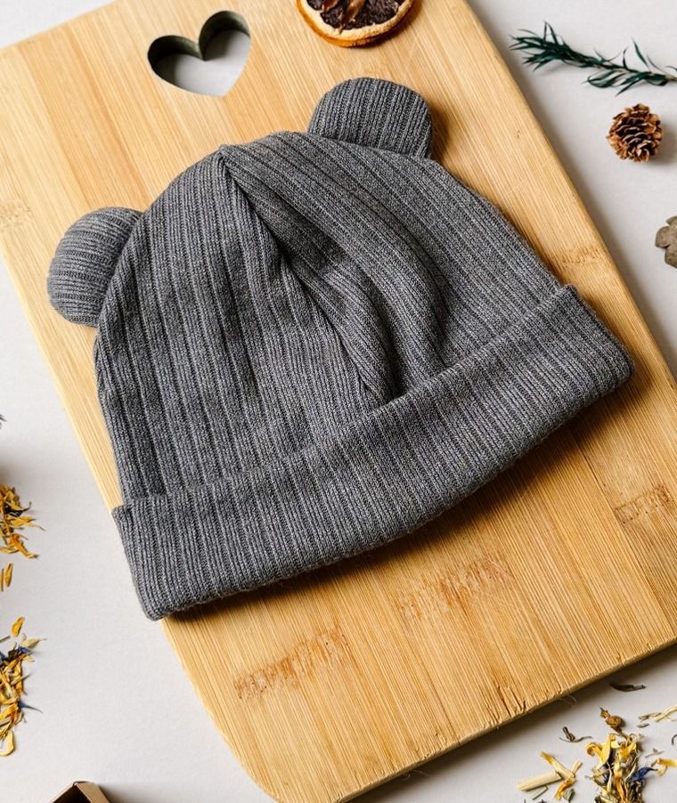 Czapka dziecięca, sweterkowa, grafitowa, Iltom