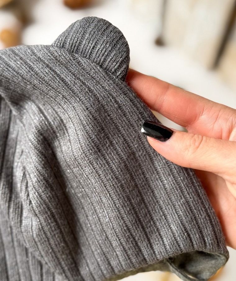 Czapka dziecięca, wiązana, sweterkowa, grafitowa, Iltom