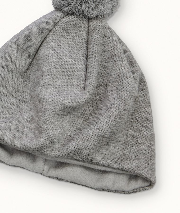 Czapka dziecięca z pomponem, szara, Iltom