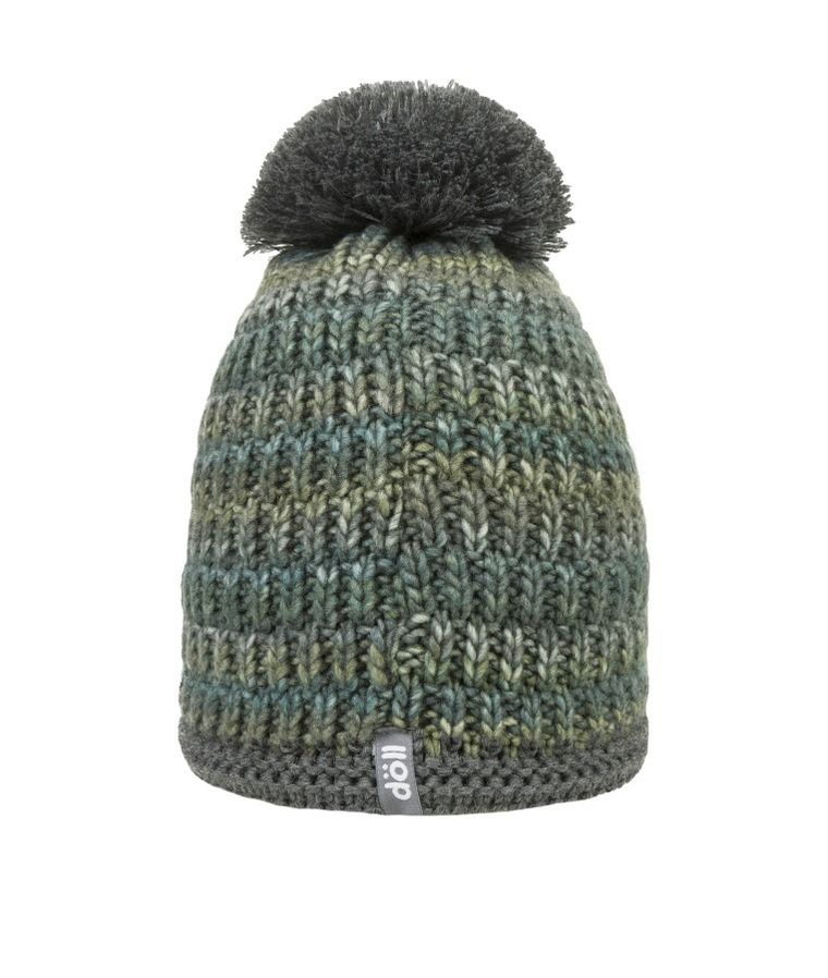 Czapka dziecięca z pomponem, z wełną, szara, Döll