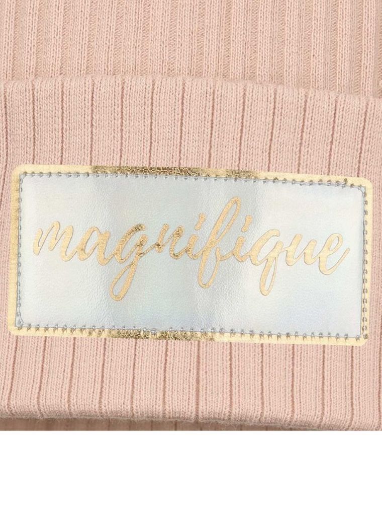 Czapka dziewczęca, beżowa, Ambra