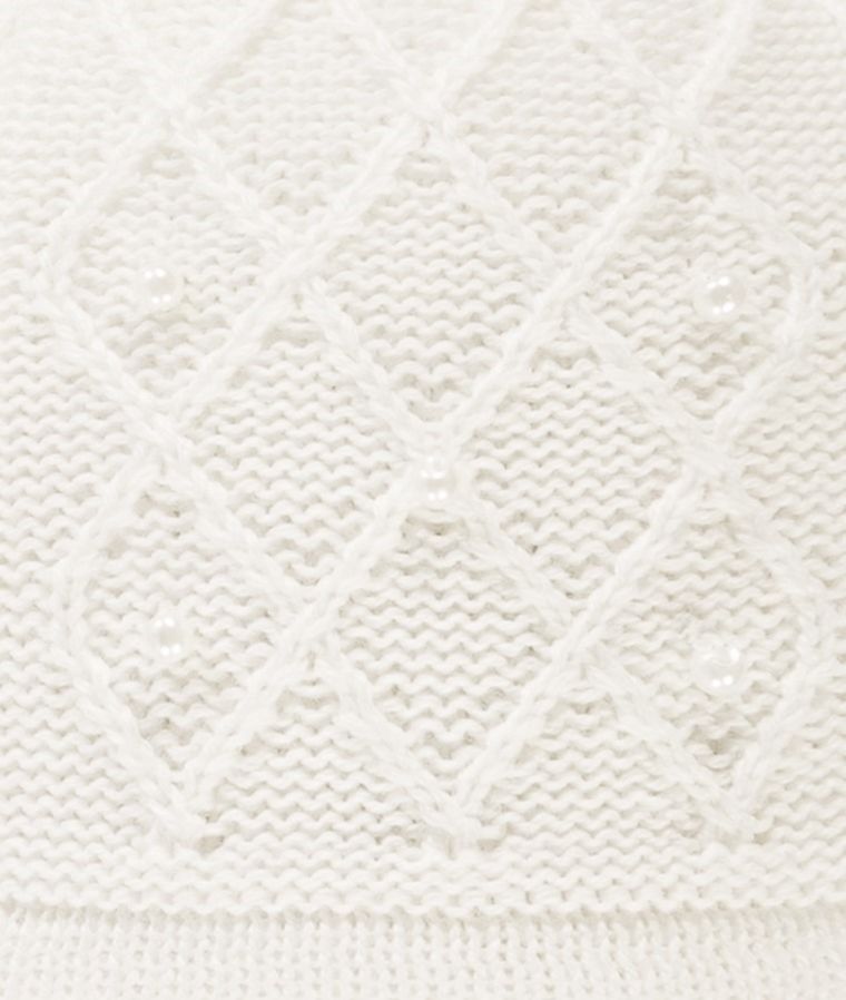 Czapka dziewczęca, biała, perełki, Döll