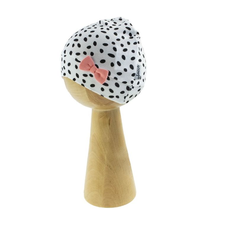 Czapka dziewczęca, biało-czarna, plamki, Nicol