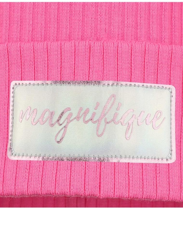 Czapka dziewczęca, ciemnoróżowa, Ambra