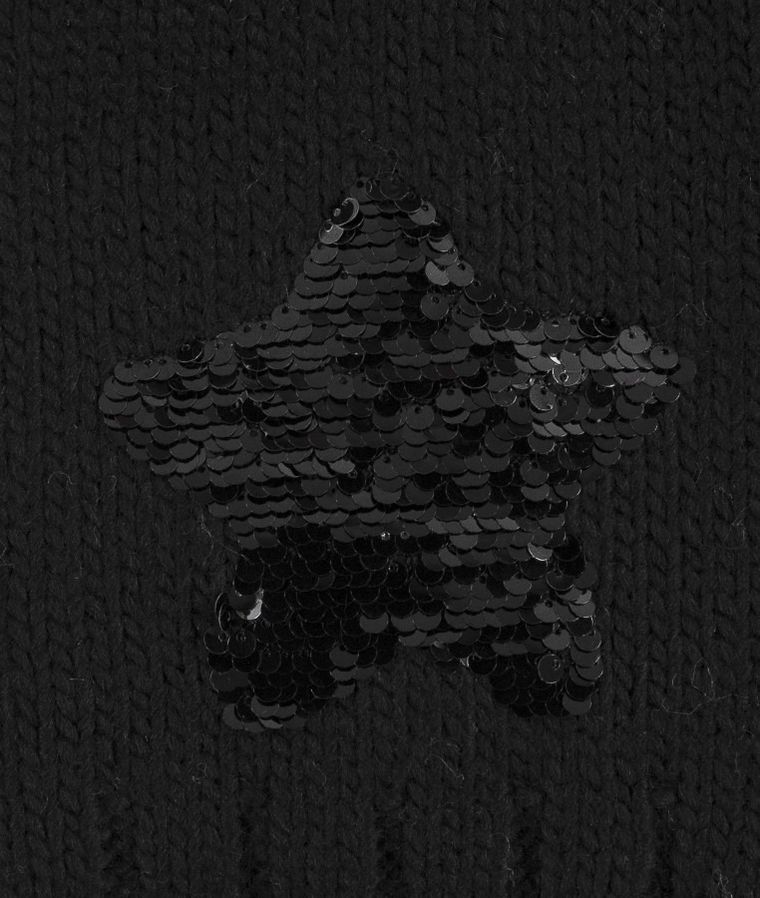 Czapka dziewczęca, czarna, dwustronne cekiny, gwiazda, Döll